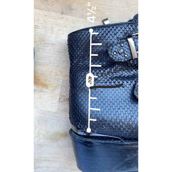 Alma en Pena Black Leather Buckle Ankle Boots Studded Style (EU 40 / US 9.5) - Picture 10 of 12